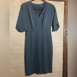 Banana Republic Dark Gray Sheath Dress with V-Neck and Dolman Sleeves